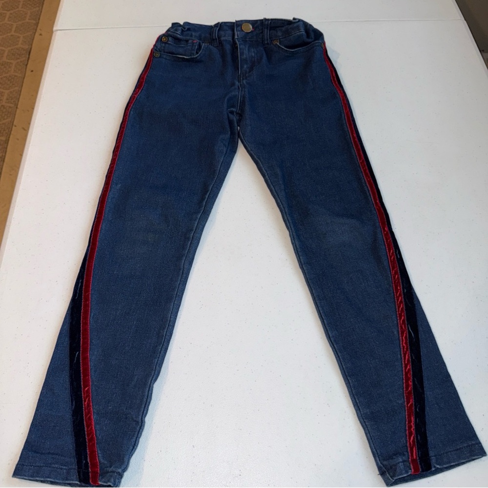 Tommy Hilfiger Girls Size 7 Jeans Adjustable‎ Waist Suede Detail